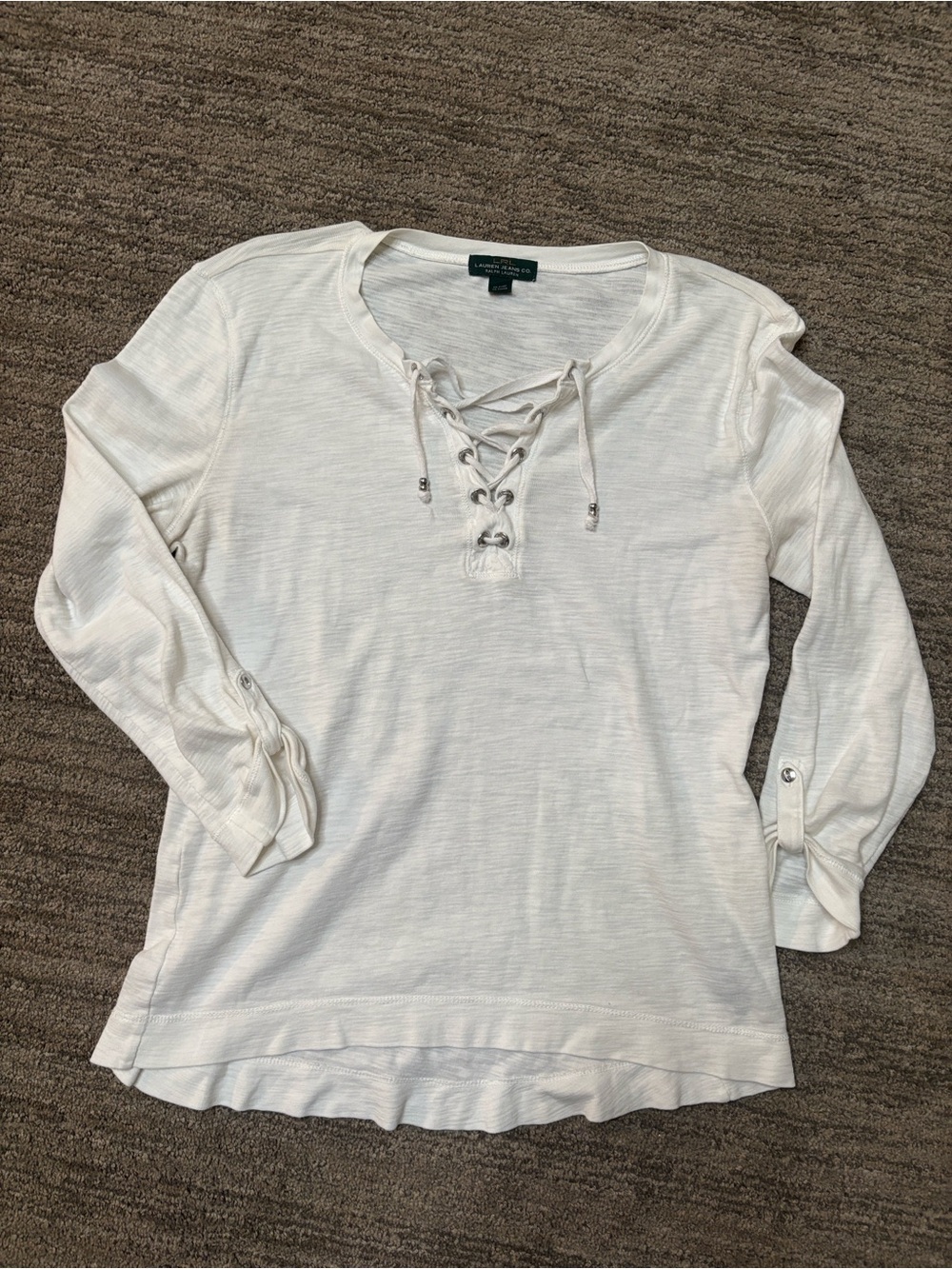 Lauren Jeans Co. white 100% cotton long-sleeve top